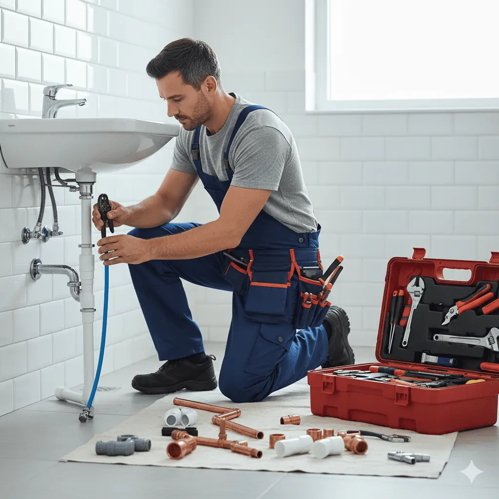 Encanador mestre da mão de obra